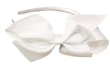 Large GrosGrain Tied Bow Headband ~ White (1030)