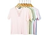 Misses C.B. Casual Split Neck Tee With Stitching