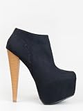 Qupid Pratt-01 Black Suede Almond Toe Ankle Bootie Styleupgirl