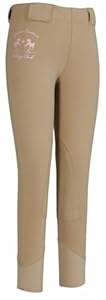 Equine Couture Girl's Riding Club Tights Pull-On Breech, Safari, 10