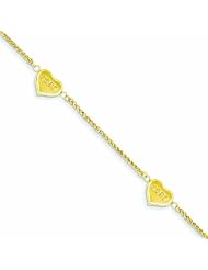 14K Gold Spiga Puff Hearts LOVE Bracelet 7.5 Inches