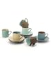 Yedi Houseware Classic Coffee and Tea Birch Espresso Cups and Saucers, Set of 6
