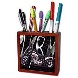 Tile Pen Holder Picturing Harley-Davidson Motorcycle