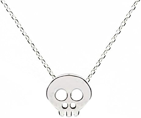 SeaBlue Boutique Tiny SKULL NECKLACE with 15-17 inch Chain, Silver Plated Alloy, Silver Necklace Fashion Jewelry for women