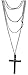 Leegoal Fashion Retro Multi-layer Chain Pendant Black Cross Metal Long Necklace Gift