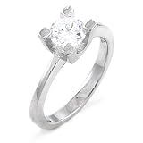 Engagement Ring in Sterling Silver w/ Solitaire CZ - size 9