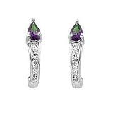 14K White Gold Mystic Topaz and Diamond "J" Earrings