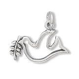 Sterling Silver Dove with Olive Branch Charm