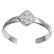 Sterling Silver Fashion Toe Ring - Clear CZ - 2mm Band Width