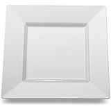 Square White Plastic Dinner Plates by Yoshi 10-3/4-inch 10 per Pack