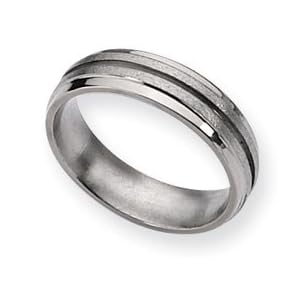 Titanium Grooved 6mm Satin and Polished Band Ring