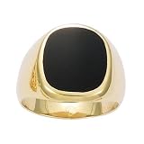 18K Gold Plated Black Onyx Signet Ring