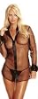 Tycoon Lace Dot Net long sleeve sleepshirt with Satin Collar, French Cuffs and covered buttons