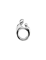 24.50x17.25 mm Mother and Child Large Pendant/Brooch in 14K White Gold