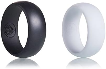 Airdrop Survival Mens Silicone Rings -2 Pack Bundle- Black and White Rings for Gym, Work, Outdoors (Size 12)