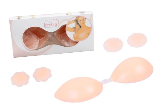Bundle Monster 3pc Enhancer Invisible Self Adhesive Silicone Strapless Backless Bra Pad + Nipple Pasties-Regular Push Up, D CUP