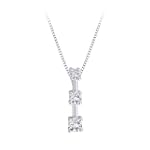 3 Diamond Pendant 1/4 ct. in 14K White Gold with Chain (Higher Quality)