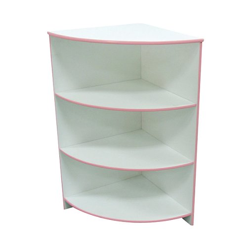 Baby: 4 Shelf Corner Bookcase White/ Pink
