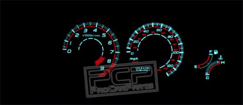 1993-1997 Honda Del Sol 9k Black Reverse Gauges