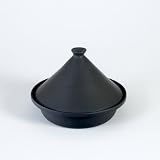 Deep Cast Iron 25cm/1.5L Cooking/Serving Tagine with Black Ceramic Lid