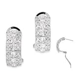 Emerald-cut Round CZ Diamond Classic Clip Earrings