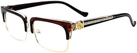 WenVen Vintage Inspired Classic Half Frame Horn Rimmed Clear Lens Glasses