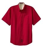 Port Authority - Short Sleeve Easy Care Shirt Red/Light Stone-XS