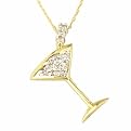 10K Yellow Gold Diamond Accent Martini Pendant