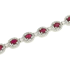 Oval Red Ruby (8ct) and Round Diamond (3.85ct) Bracelet by Solomon Brothers Fine Jewelry