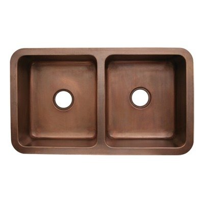 Copperhaus Rectangular Double Bowl Undermount Kitchen Sink Finish: Hammered Copper
