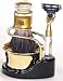 Omega Golden Pure Badger Hair Shaving Brush Set with Mach 3 Razor, Gold Bowl and Holder - #M6186.11