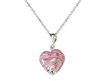 Rose Heart Murano Glass Pendant in Sterling Silver