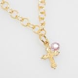 Gold Cross Necklace with Birthstone