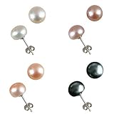 7.5-8mm EZ Match AAAA (LS1B) Cultured Pearl CAREFREE Sterling Silver Stud Earrings Set