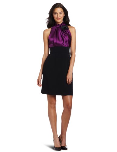 Jessica Howard Women's Hammered Satin Dress, Purple/Black, 12