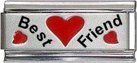 Clearly Charming Best Friend Red Heart Laser Italian Charm