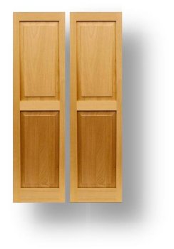 12'' x 36'' Exterior Shutters  Spanish Cedar  Traditional Raised Panel  Centered Mid Rail  pair