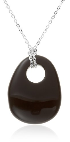 Sterling Silver Black Agate Pendant, 16-18