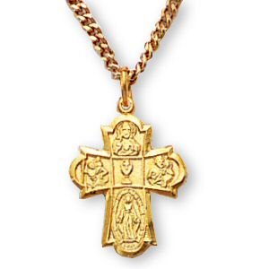 14K Gold Filled Communion Four Way Cross and 18-inch Chain