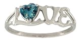 14K White Gold Heart Created Alexandrite Love Ring