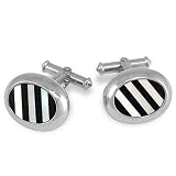 Forzieri Onyx and Mother of Pearl Sterling Silver Cufflinks