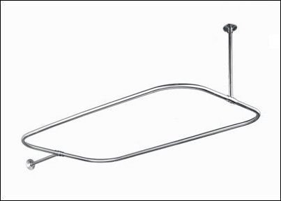 42 x 24 Chrome Rectangular Shower Rod includes Ceiling and Wall Supports and Wall Mounts - Polished Chrome