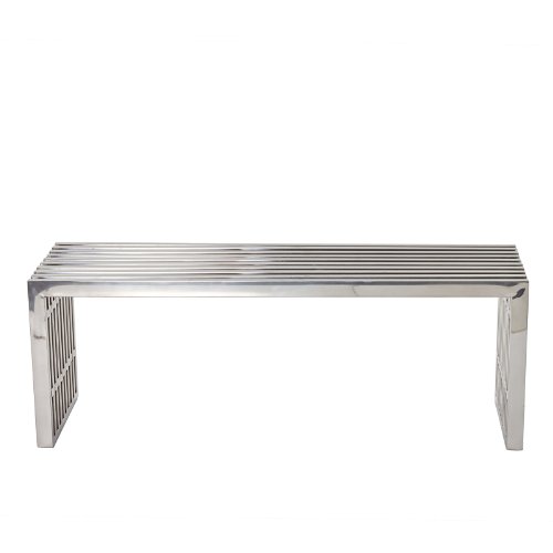 LexMod Medium Gridiron Stainless Steel Bench On Sale