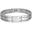 Stainless Steel Polished Bracelet with Cubic Zirconia - 8.5'' long