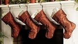 Classic Red Christmas Stocking (Set of 4) - Embroidered Taffeta
