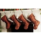 Classic Red Christmas Stocking (Set of 4) - Embroidered Taffeta