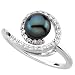 Platinum Black or White Akoya Pearl and Diamond Ring