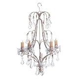 Distressed White Metal Chandelier Candle Holder