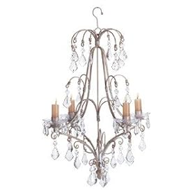 Distressed White Metal Chandelier Candle Holder by 