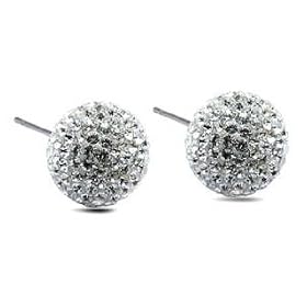 Utopia studs-unisex-made with over 70 Swarovski blanc crystals -Argent 925/1000-silver posts and butterfly- 8mm size